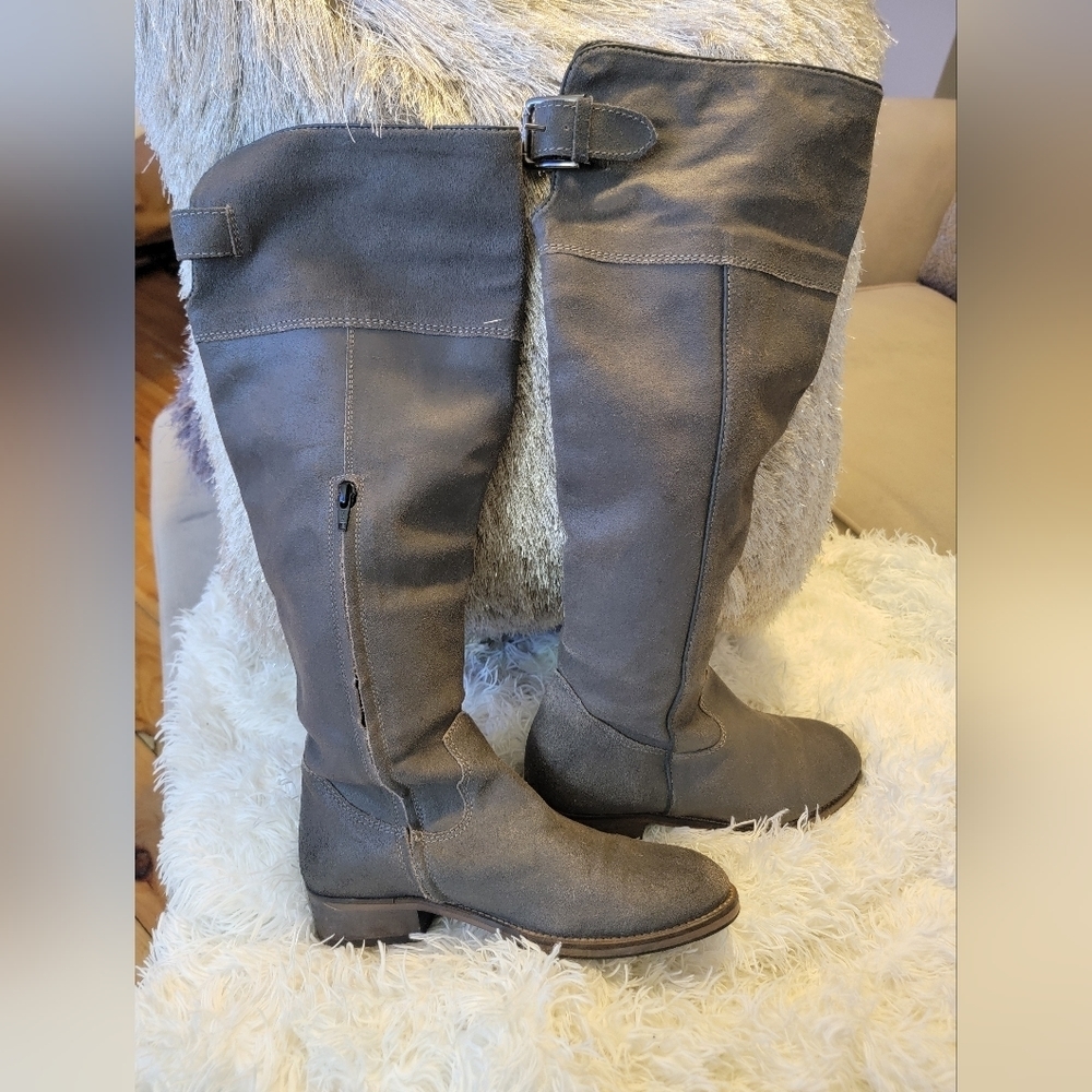 Nordstrom Brass Plum tall grey boots, size 9